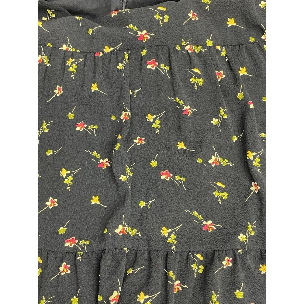 Ralph Lauren Floral Long Sleeve V-Neck Crepe Style Mini Dress Navy Blue Size 12 - Picture 9 of 16